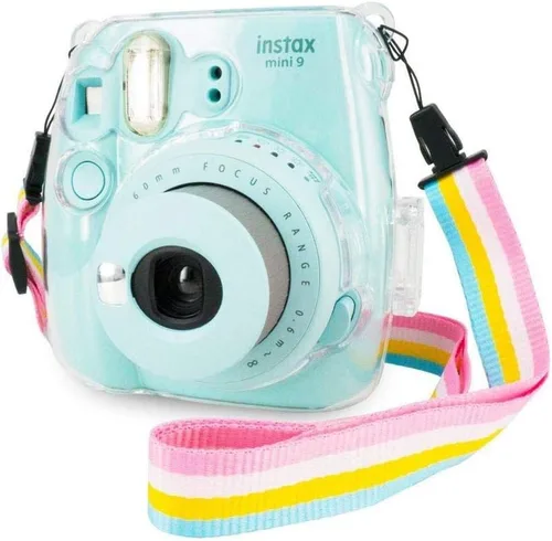 Miniatura 2 de Funda para cámara Instax Mini 8/9, funda protectora de plástico duro transparente con correa ajustable para el hombro (transparente)