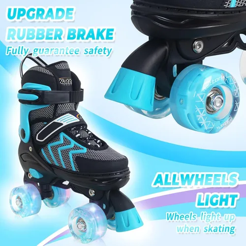 Miniatura 4 de Nattork Patines de ruedas para niños y niñas, patines ajustables de 4 tamaños con ruedas iluminadas para adolescentes, principiantes, deportes al