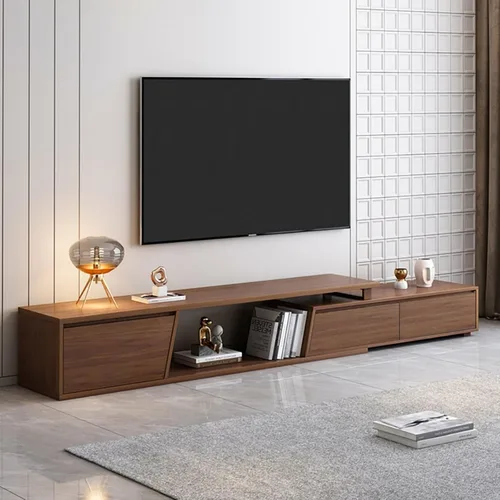 Miniatura 5 de homary Soporte de TV para sala de estar, consola de TV reversible extensible, centro de entretenimiento minimalista con 3 cajones, configuración