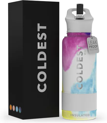 Miniatura 113 de Coldest - Botella para agua con tapa que incluye pajilla, térmica y metálica (acero inoxidable), para hombres y mujeres, color morado