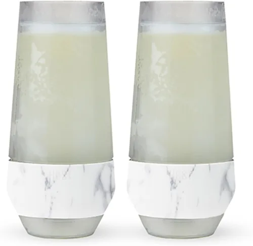 HOST Copas de vino con enfriamiento de champán sin tallo, 9 oz, juego de 2, tazas de enfriamiento para el congelador, copas aisladas tipo flauta,