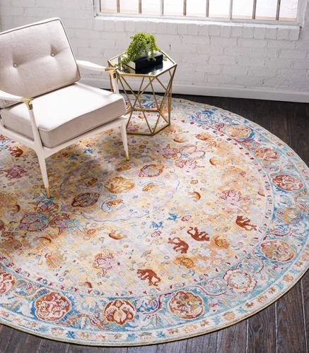 Miniatura 13 de Unique Loom Austin Collection Botanical, Medallion, Vintage Alfombra de área 4' 0" x 6' 0", Beige/Azul