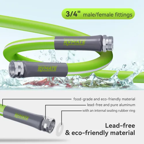 Miniatura 2 de RVMATE Manguera de Agua para RV de 25 Pies, Diámetro Interior de 5/8", Manguera de Agua Potable Sin Plomo, Manguera de Jardín Sin Fugas Para Verde