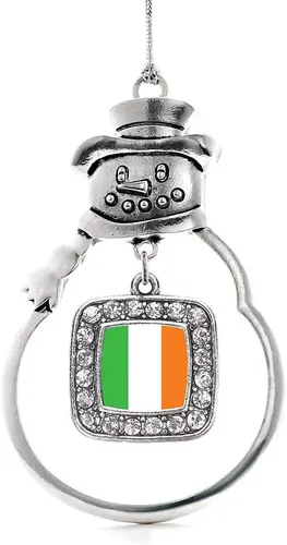 Miniatura 190 de Inspired Silver - Adorno de rodillo de reina - Adorno cuadrado de plata con muñeco de nieve con joyas de circonita cúbica