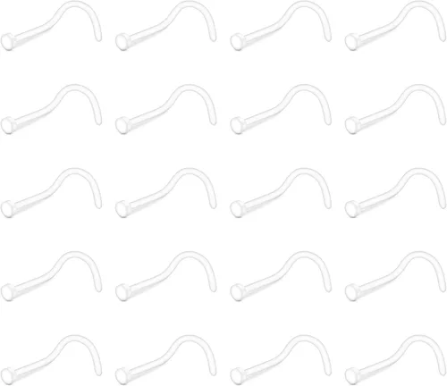 Miniatura 4 de D.Bella 18g - Aretes transparentes para nariz de plástico para trabajo y cirugía, retenedor nasal flexible, anillos de nariz Bioflex, pernos