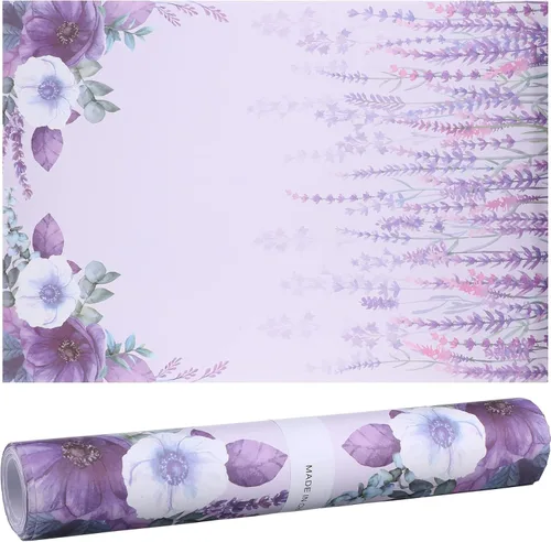 24 hojas de forros perfumados para cajones de 15.7 x 22.8 pulgadas, color lavanda, papel no adhesivo, estampado floral perfumado para armario de