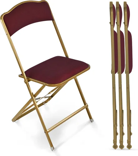 Miniatura 13 de Paquete de 4 sillas plegables de alta calidad, asiento estrecho de 15 pulgadas, asiento y respaldo acolchado, se pliega ultra delgado (~1 pulgada)