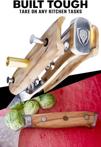 Miniatura 3 de Dalstrong Cuchillo de Chef - Hoja de 8 pulgadas - Serie Shogun - Cuchillo de Cocina de Acero Súper Japonés AUS-10V - Mango de Madera de Olivo - Oliva