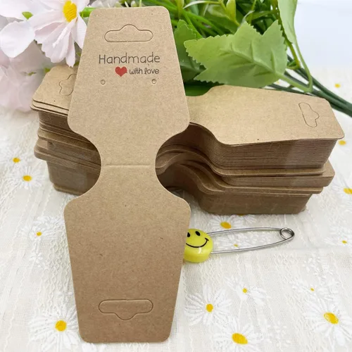 Miniatura 3 de Tarjetas de exhibición de pulsera, 100 collares, tarjetas autoadhesivas, embalaje de joyas para pequeñas empresas, tarjetas de papel kraft