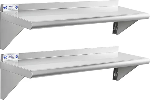 Miniatura 17 de HALLY SINKS & TABLES H Estante de acero inoxidable de 18 x 36 pulgadas, 350 libras, estantería flotante comercial de montaje en pared