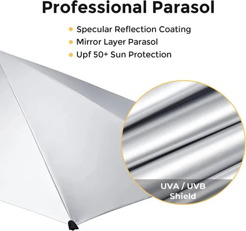 Miniatura 9 de G4Free Sombrilla de playa ajustable UPF 50+ XL con abrazadera universal para silla, cochecito, silla de ruedas, carrito de golf, grada, patio
