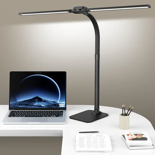 Miniatura 10 de Kary Lámpara de escritorio LED con base, luz de arquitecto para el cuidado de los ojos para la oficina en casa, lámpara de tareas de 12 W con cuello