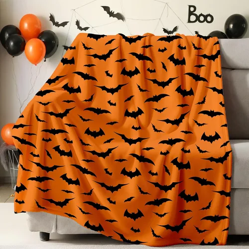 Manta de franela de murciélagos de Halloween, cálida y acogedora, manta de franela suave para el otoño, para sofá, cama, sofá, Halloween, gótico,