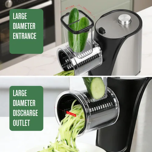 Miniatura 5 de Picador eléctrico 5 en 1 de verduras, rallador de queso de 250 W con 5 cuchillas diferentes, cortador de procesador de alimentos de cocina