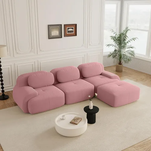 Miniatura 16 de Sofás modulares sin hueso de 152.8 pulgadas para sala de estar, sofá modular con diván en forma de L, cómodo asiento profundo tapizado de tela