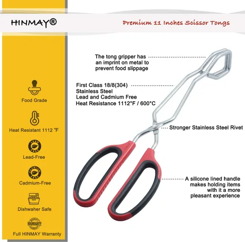 Miniatura 2 de HINMAY Pinzas de tijera de acero inoxidable resistentes de 11 pulgadas