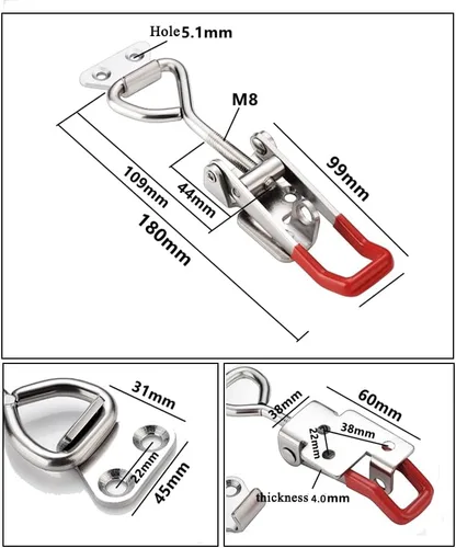Miniatura 7 de E-TING Paquete de 2 abrazaderas de cierre ajustables 4003 para ahumador, 1322 libras, 1,322.8 lbs, capacidad de sujeción, pestillos de palanca