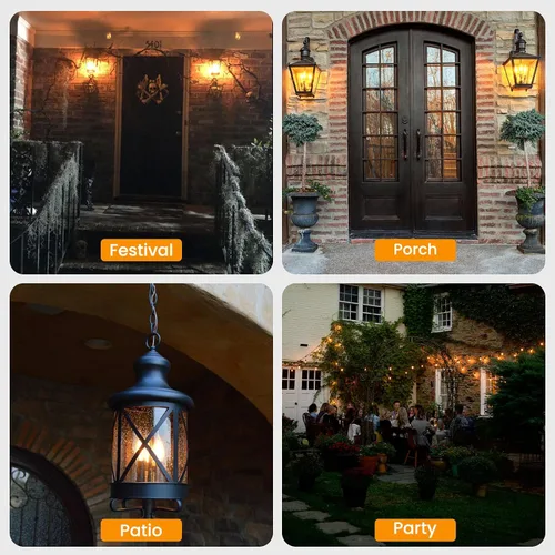 Miniatura 2 de Hompavo - Decoraciones de Navidad,【Actualizado】 Bombillas LED de llama, bombillas con 3 modos de luz parpadeante, bombilla de vela de llama con base