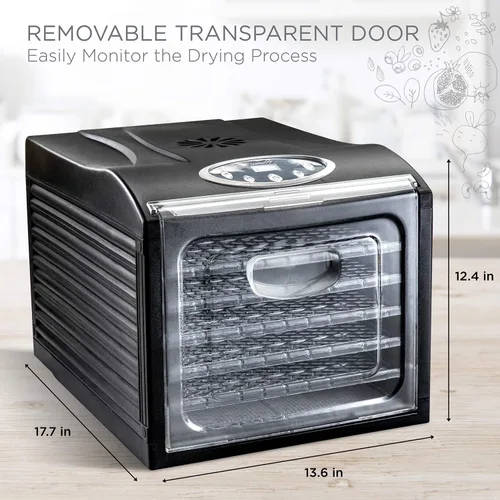 Miniatura 6 de Deshidratador eléctrico de alimentos de mesada, cecina de vaca, Negro