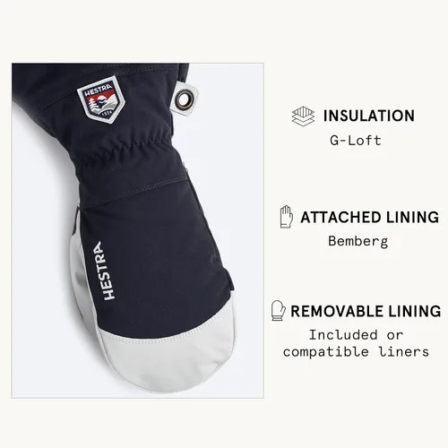 Miniatura 5 de Hestra Manopla de Esquí Heli Army Leather, Guante Manopla de Nieve para Esquí y Snowboard para Hombres y Mujeres