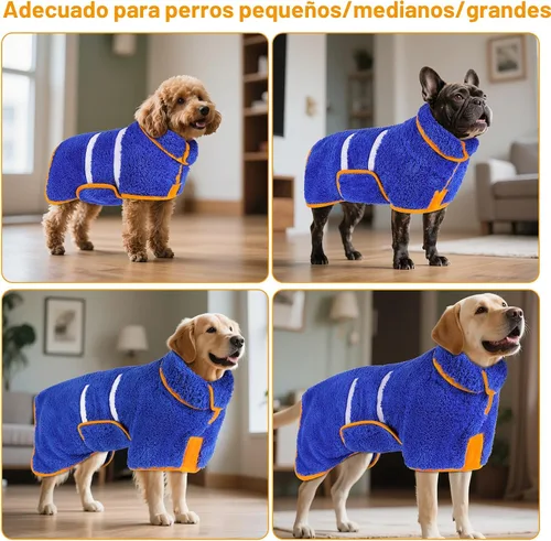Miniatura 5 de Bienbee Bata de baño para perro, de secado rápido, súper absorbentes, para perros pequeños, medianos y grandes, abrigo de secado para después