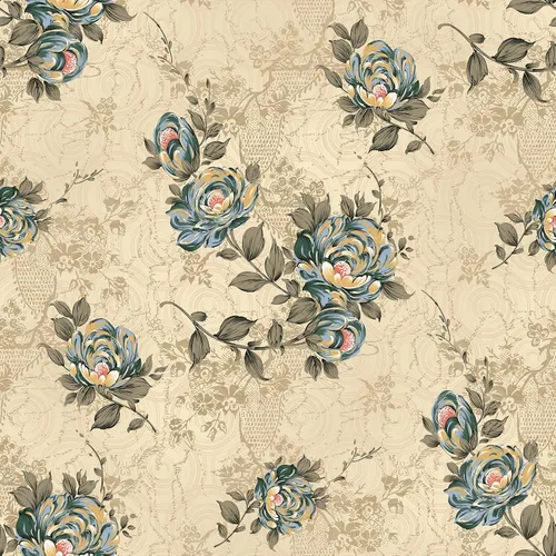 Papel tapiz floral bohemio beige, vintage, estilo victoriano, de mediados de siglo, papel de pared de flores de mediados de siglo, extraíble, peonía