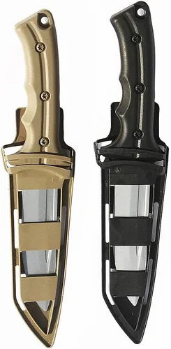 Miniatura 3 de zonzxcv 2 cuchillos falsos de utilería para niños, cuchillo falso inofensivo y seguro para fiesta de Halloween de 10 pulgadas (caqui)