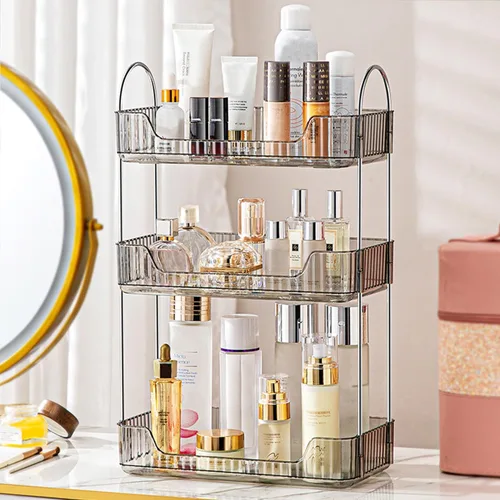 Miniatura 15 de Aveniee Organizador de mostrador de baño, estante de almacenamiento de perfume y cuidado de la piel de 2 niveles, bandeja de tocador para cosméticos