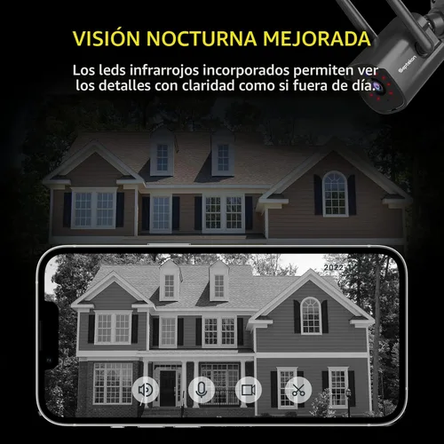 Miniatura 4 de Septekon 2K - Cámaras de seguridad para el hogar, paquete de 4, cámara de seguridad WiFi con cable de 2.4G para exteriores