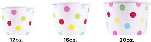 Miniatura 2 de Karat [473ml - 1000 uds] Tazas de papel para sopa y helado para alimentos fríos/calientes - Ideal para sopa, helado y aperitivos - Con lunares