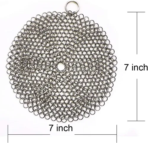 Miniatura 3 de Limpiador de hierro fundido de acero inoxidable 316, depurador de malla para sartén de hierro fundido, sartén presazonada, hornos holandeses