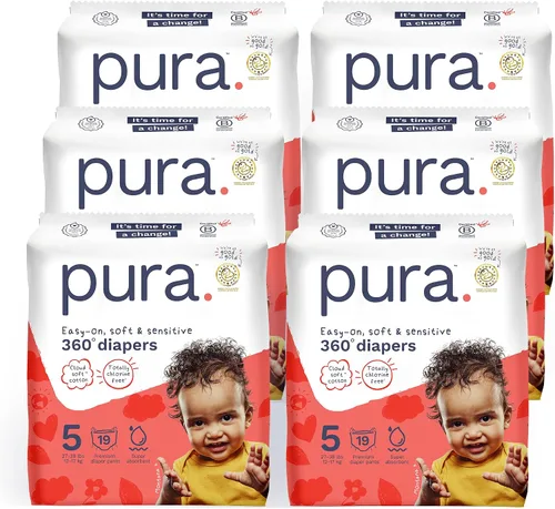 Miniatura 14 de Pura Pantalones de Pañal Hipoalergénicos Talla 9 (48+ lbs) para la Noche, hasta 12 Horas de Protección contra Fugas, Adecuados para Piel Sensible