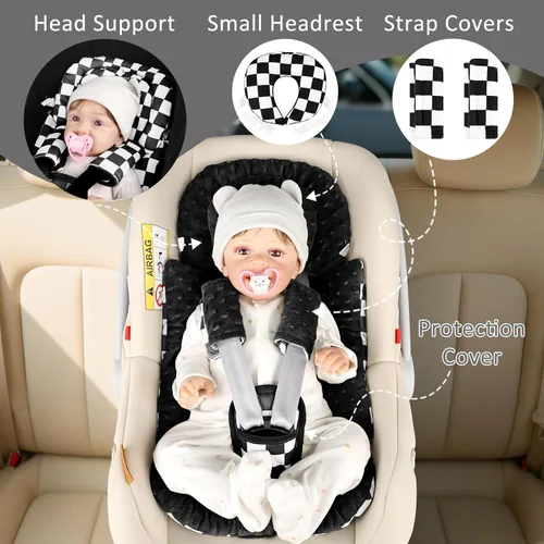 Miniatura 7 de DILIMI Inserto para asiento de automóvil infantil, soporte de cabeza de asiento de automóvil para bebé con reposacabezas extraíble, cojín ajustable