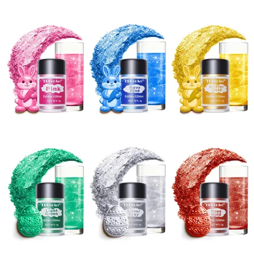 Purpurina comestible - Polvo de lustre comestible de 6 colores, brillo comestible de grado alimenticio para decorar pasteles, purpurina en polvo