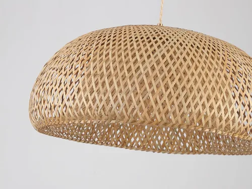 Miniatura 5 de Lámpara colgante de bambú con cable de luz tejido hecho a mano de 14 pies, interruptor regulable, cesta rústica, lámpara colgante extragrande