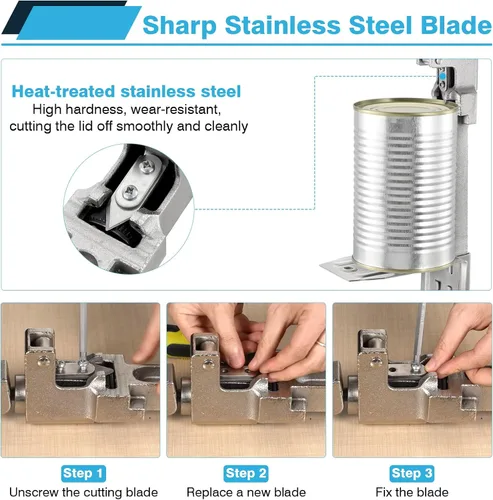 Miniatura 6 de IRONWALLS Abrelatas comercial para restaurante, 19 pulgadas/18.9 in, resistente montaje en mesa, abrelatas manual para latas de hasta 13 pulgadas
