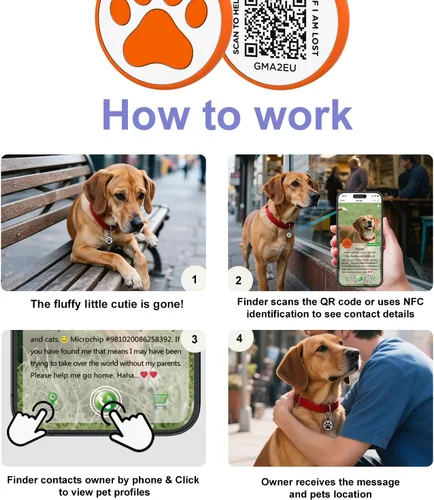 Miniatura 4 de Etiqueta para gatos con código QR, página de visualización de perfil en línea de mascotas modificable, múltiples contactos de emergencia, silicona