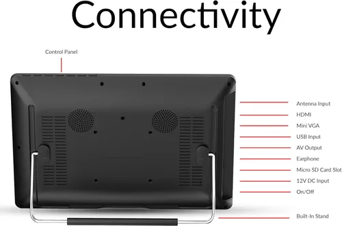 Miniatura 4 de Supersonic SC-2812 TV LED portátil de 12 pulgadas, sintonizador de TV digital, radio FM, entradas HDMI y USB - Resolución de 1280 x 800, batería