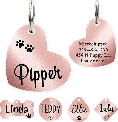 Miniatura 32 de Ultra Joys - Etiqueta personalizada de identificación para mascotas para perros, etiqueta de identificación de hueso de acero inoxidable cepillado