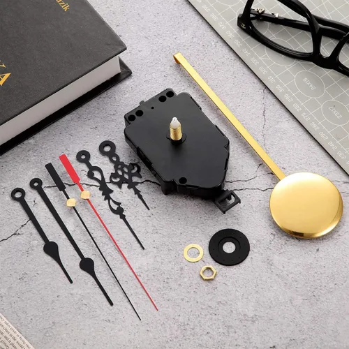 Miniatura 4 de Hicarer Mecanismo de movimiento de reloj de péndulo de cuarzo, piezas de repuesto con 2 pares de manos y péndulo para reparación de reloj