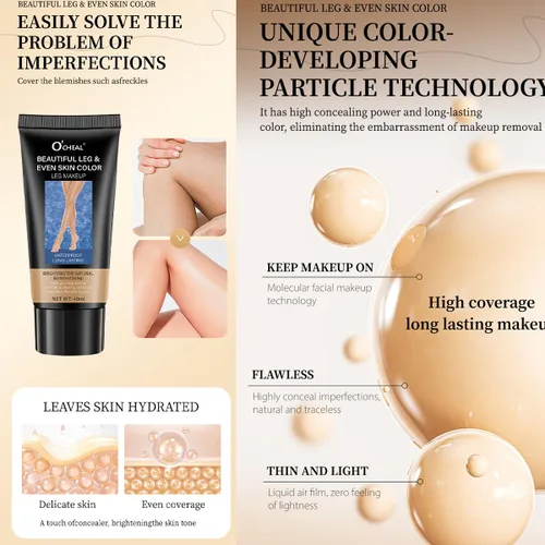 Miniatura 6 de Maquillaje de piernas impermeable sin transferencia, maquillaje para venas varicosas, cicatriz corporal para cubrir tatuajes, 2 piezas