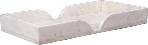 Miniatura 15 de Lujosa bandeja de tocador de mármol natural tallada a mano, organizador elegante y resistente para baño, dormitorio, maquillaje, encimeras, beige