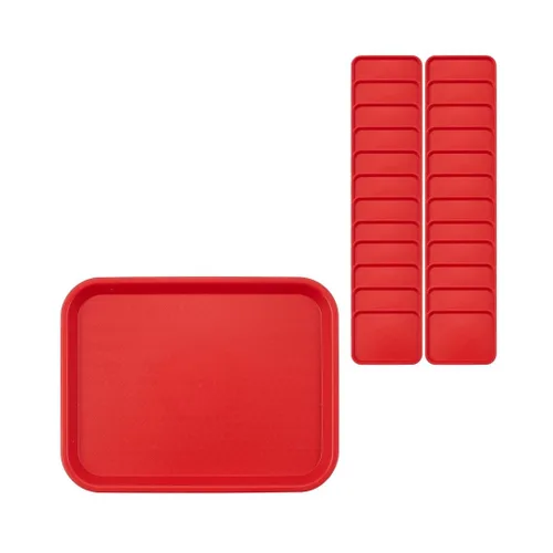 Carlisle FoodService Products Bandeja para cafetería, bandeja de comida rápida para restaurante o uso comercial, 10 x 14 pulgadas, 24 unidades, Rojo