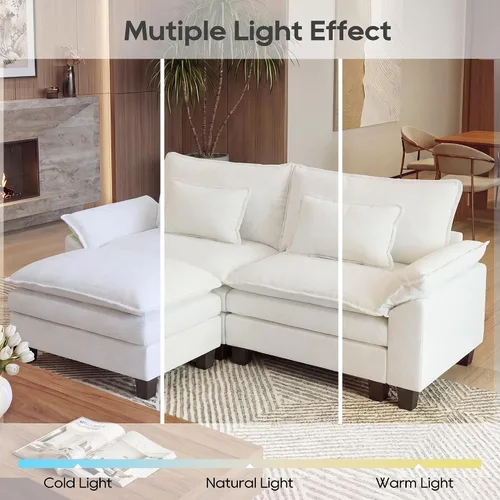Miniatura 7 de URRED Sofá modular de gran tamaño, 87 pulgadas en forma de L, moderno y cómodo sofá nube con otomana móvil y almohadas, sofás de asiento profundo