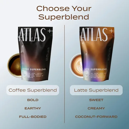 Miniatura 4 de Atlas+ Coffee Superblend - Café de hongos prémium con colágeno, probióticos, D3 y B12, melena de león, Reishi, Cordyceps, para energía
