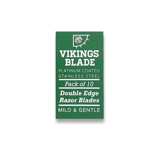 Miniatura 2 de VIKINGS BLADE Hojas de afeitar de doble filo, 10 hojas, acero sueco + recubierto de platino, hojas de afeitar de repuesto y recargas