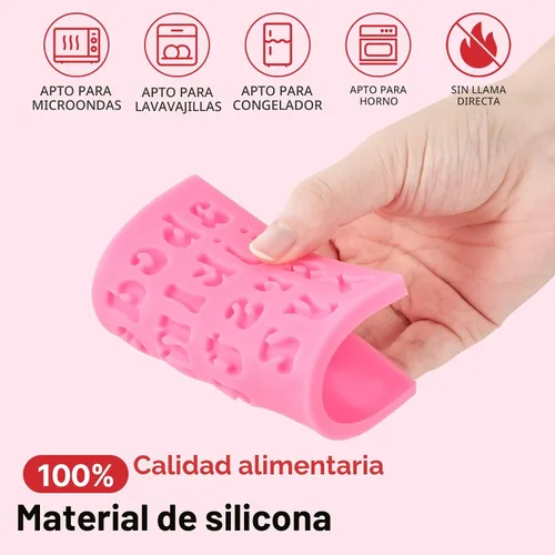 Miniatura 3 de Moldes de silicona de letras para chocolate, 5 piezas de moldes de números y letras en forma de corazón de rosa, moldes de fondant para caramelos