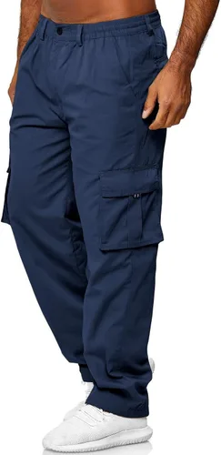 Miniatura 3 de THWEI Pantalones cargo para hombre, estilo casual, de algodón, con múltiples bolsillos, para senderismo, trabajo