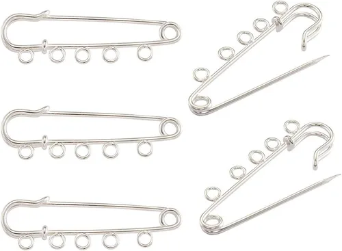 KISSITTY 50 piezas de 5 agujeros de hierro grandes resistentes de 1.97 pulgadas de metal plateado cierre de resorte para mantas, faldas, kilts,