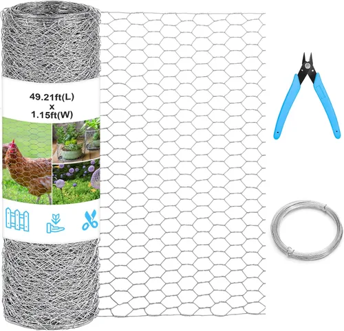 Miniatura 8 de Malla de gallinero para arreglos florales de 13.78 x 236 pulgadas, malla de gallinero floral hexagonal galvanizada ligera, verde, alambre